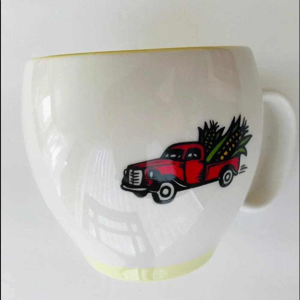 VINTAGE TRUCK Dale & Thomas Mugs Corn Popcorn Cream Cups Set Truck Country Farm